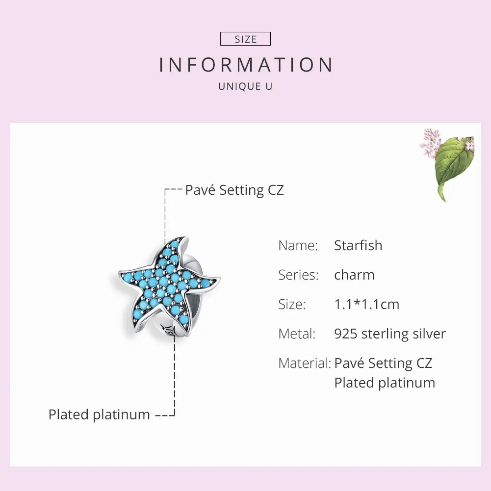 Pandora Style Silver Starfish Charm - SCC1313