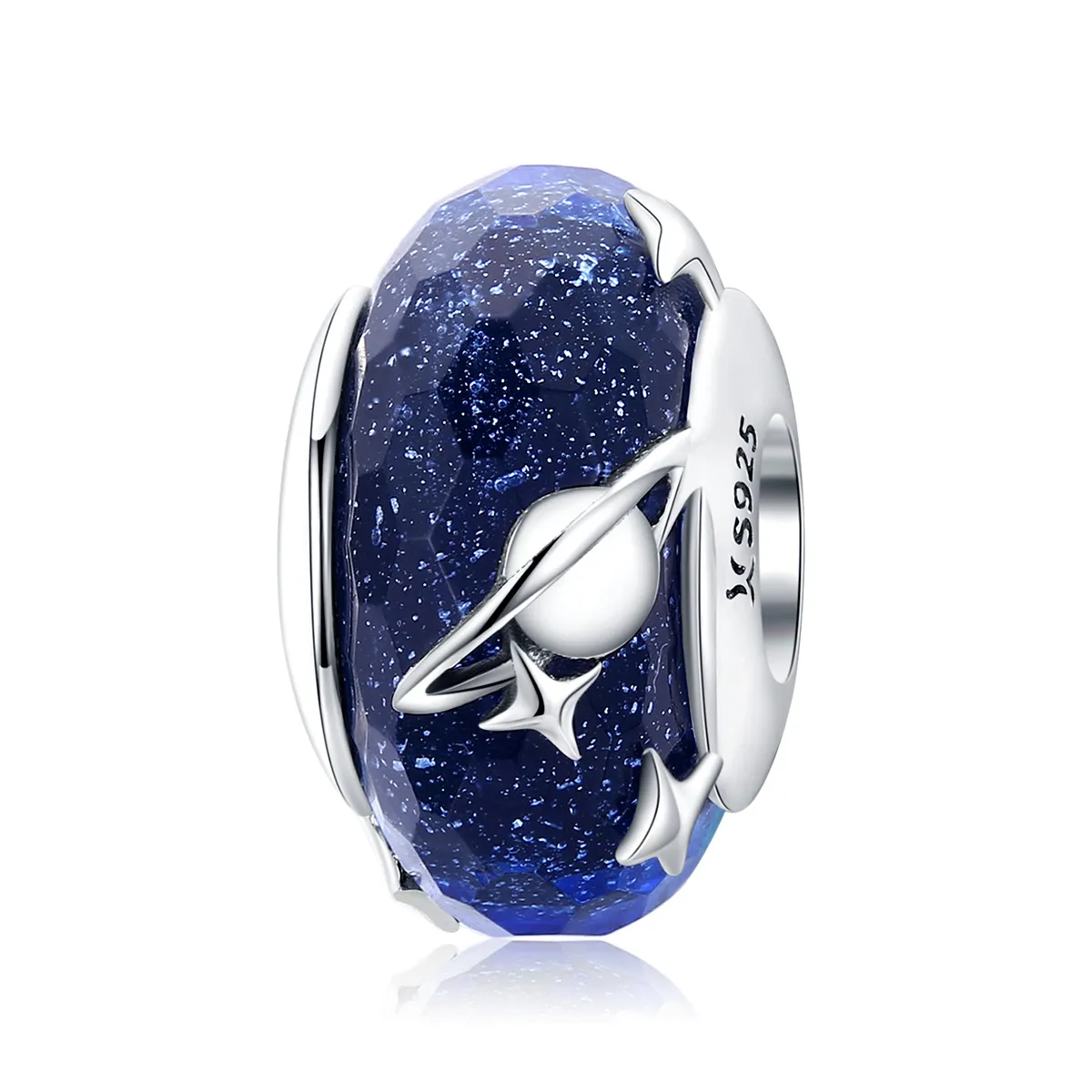 pandora style silver starry sky murano glass charm scc1284