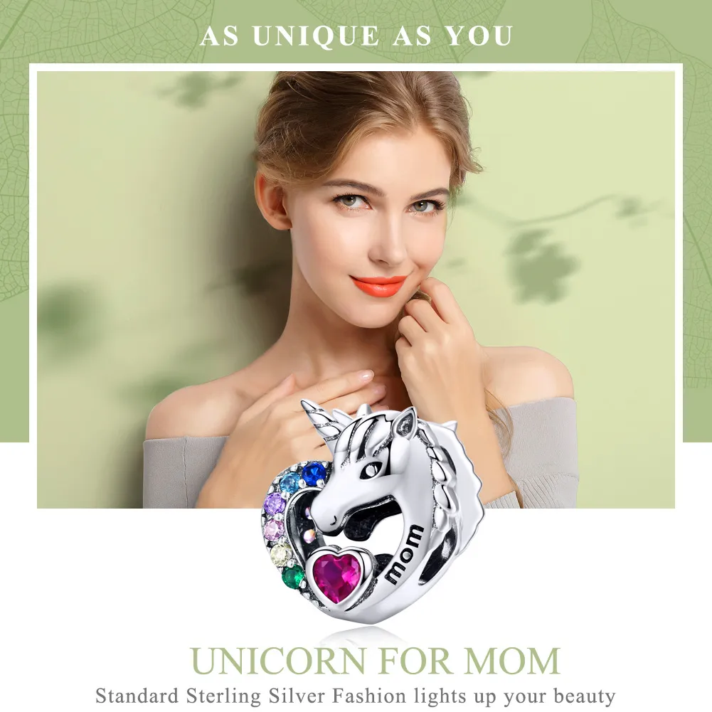 Pandora Style Silver Unicorn For Mom Charm - SCC1160