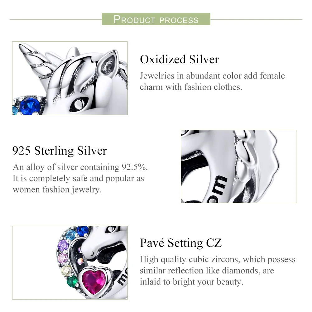 Pandora Style Silver Unicorn For Mom Charm - SCC1160