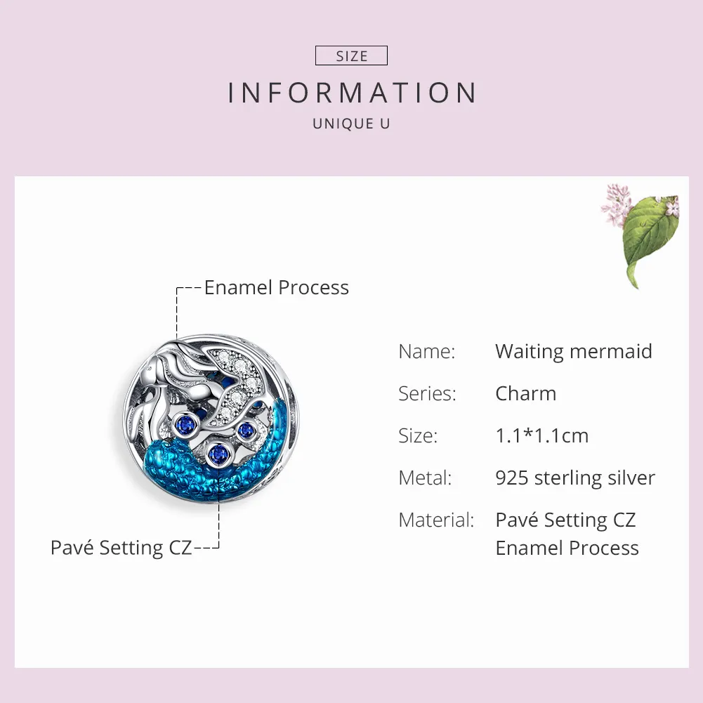 Pandora Style Silver Waiting For The Mermaid Charm - SCC1209