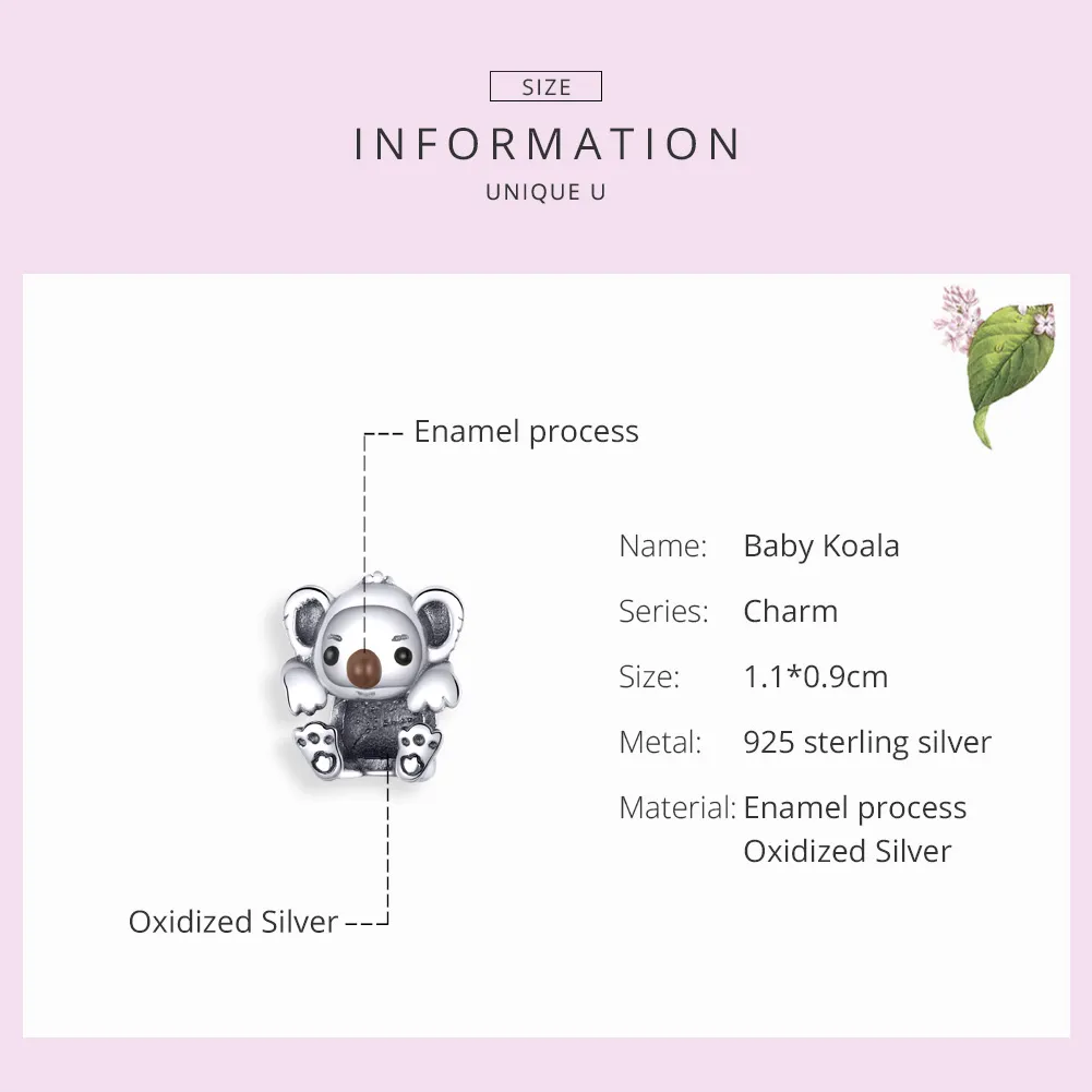 Pandora Style Sølv Baby Koala Charm - SCC1304