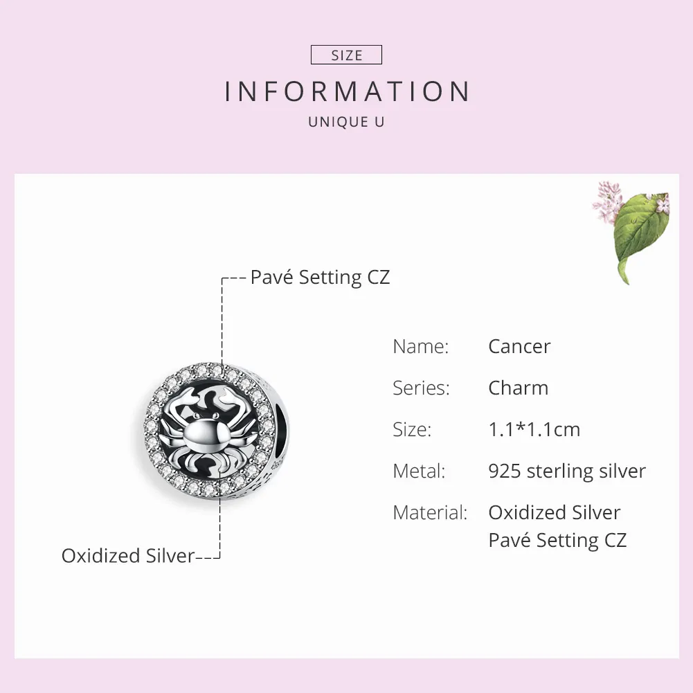 Pandora Style Sølv Kreft Charm - SCC1213