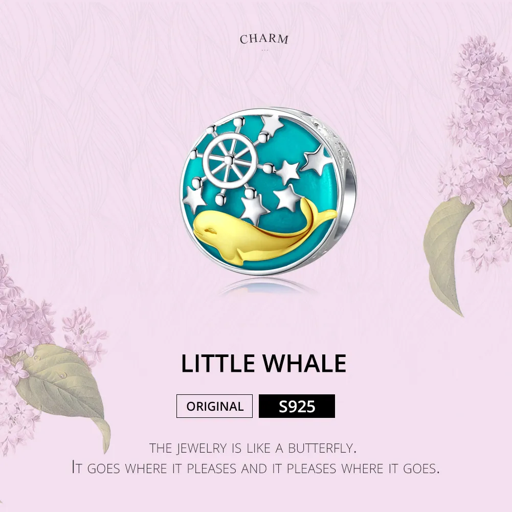 Pandora Style Silver & Gold-Plated Baby Whale Charm - SCC1296