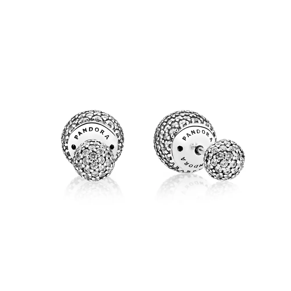 Pandora Double-sided silver earrings with clear cubic zirconia - 290737CZ