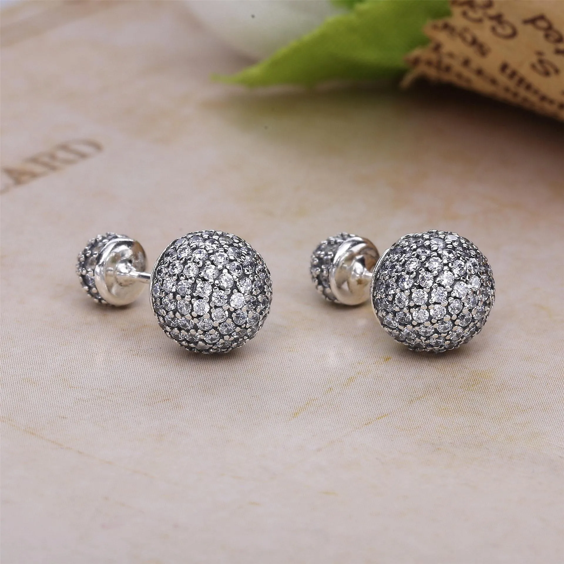 Pandora Double-sided silver earrings with clear cubic zirconia - 290737CZ