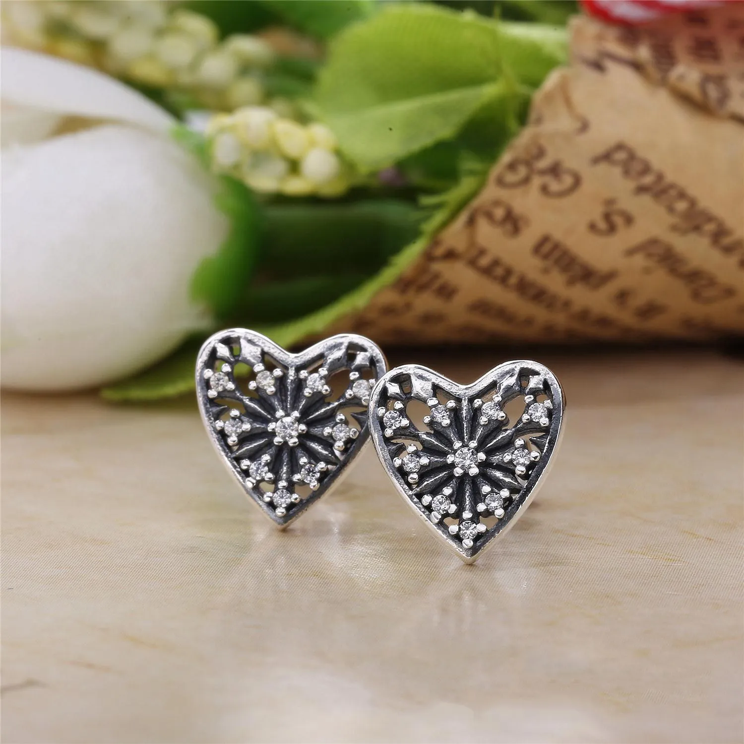 PANDORA Hearts of Winter Stud Earrings, Clear CZ - 296368CZ