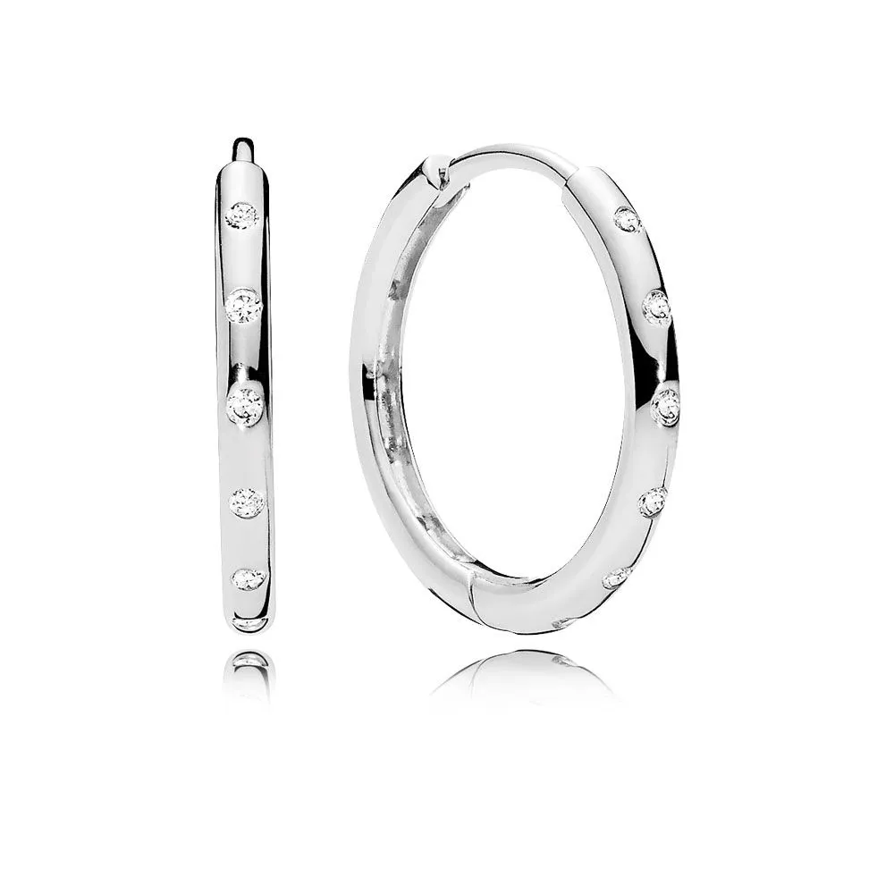 pandora hoop silver earrings with clear cubic zirconia 296244cz