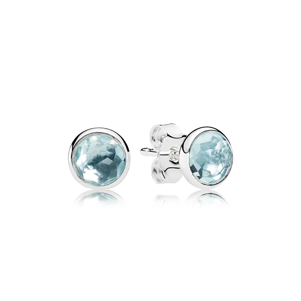 PANDORA March Droplets, Aqua Blue Crystal Stud øredobber - 290738nab