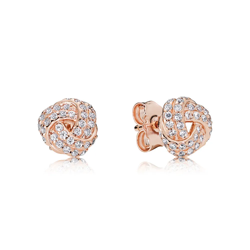 PANDORA Rose love knot stud earrings with clear cubic zirconia - 280696CZ