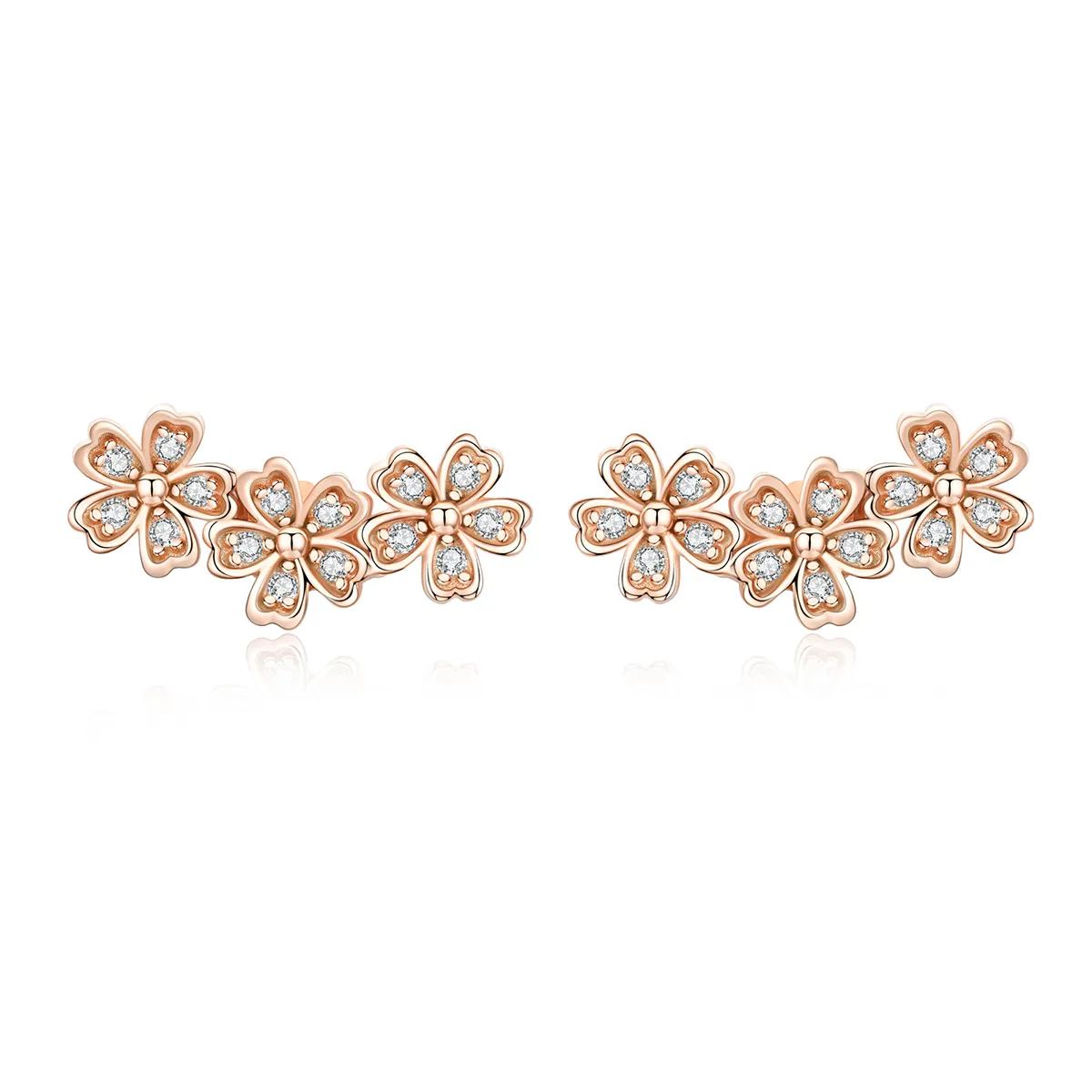 pandora style rose gold contracted daisy stud øredobber sce419 c