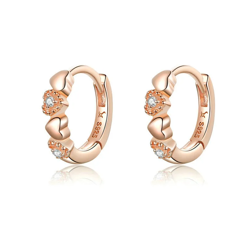 pandora style rose gold hearts dating hoop øredobber sce445 c