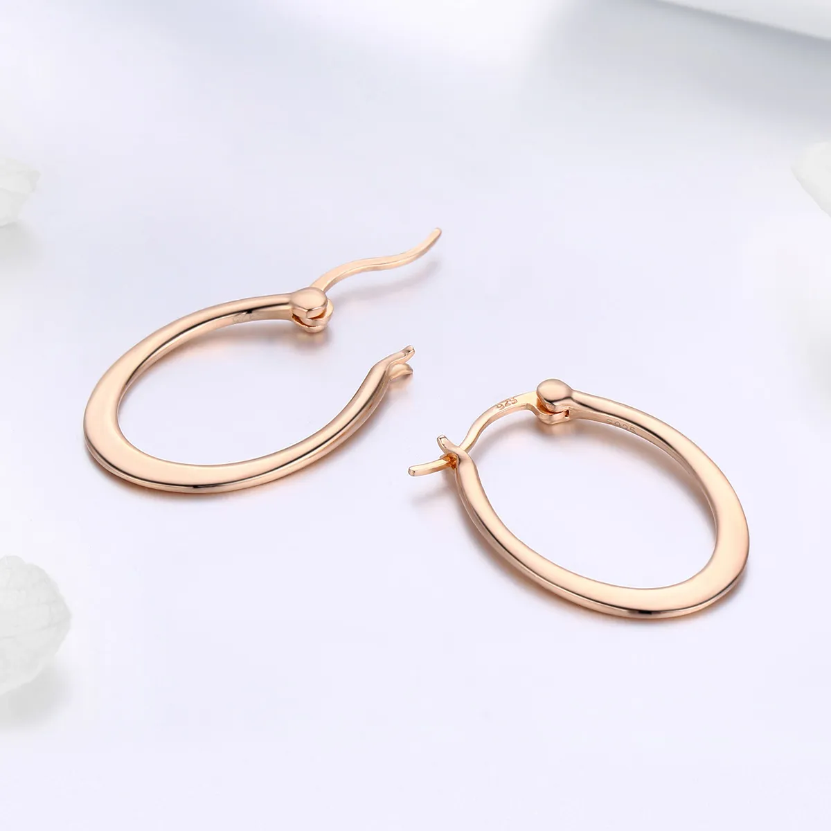 Pandora Style Rose Gold Hoop øredobber - SCE478