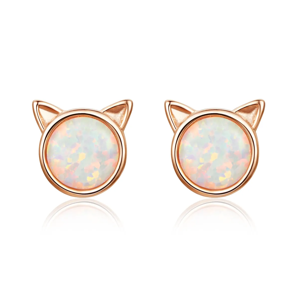 pandora style rose gold meow star stud øredobber sce538