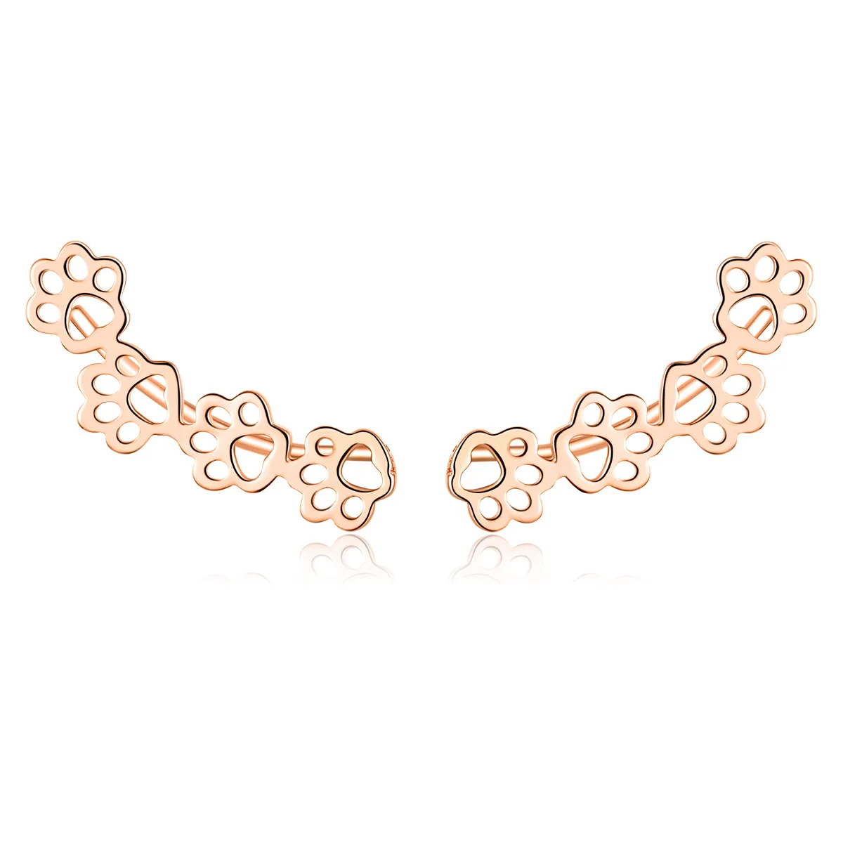 pandora style rose gold paw trail stud øredobber sce430 c