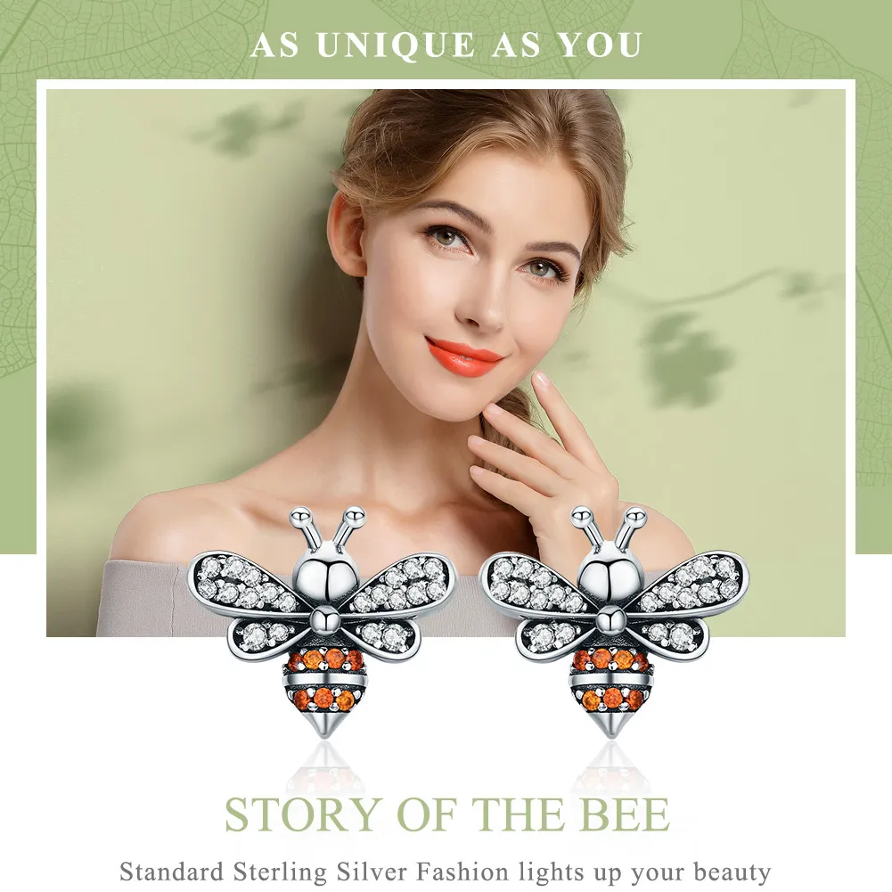 Pandora Style Silver Bee Story Stud øredobber - SCE344