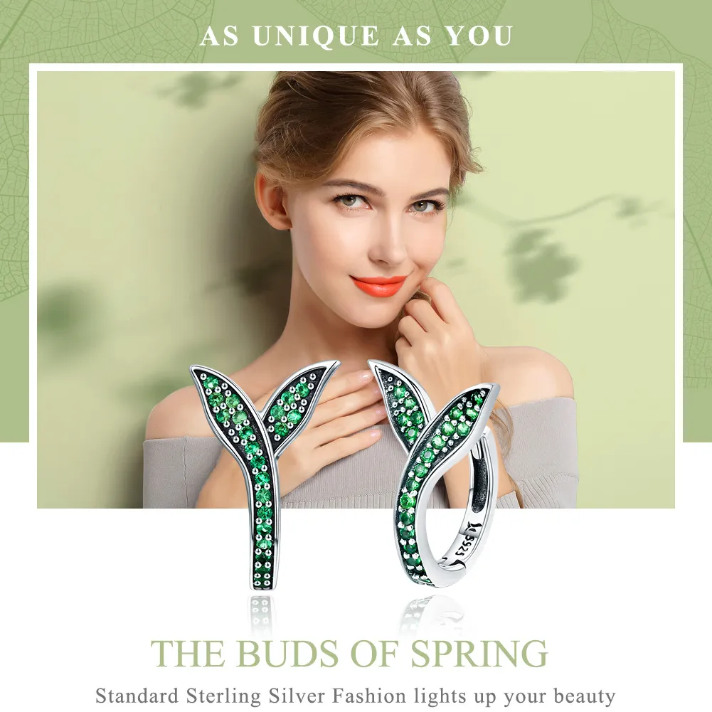 Pandora Style Silver Buds of Spring Hoop øredobber - SCE295