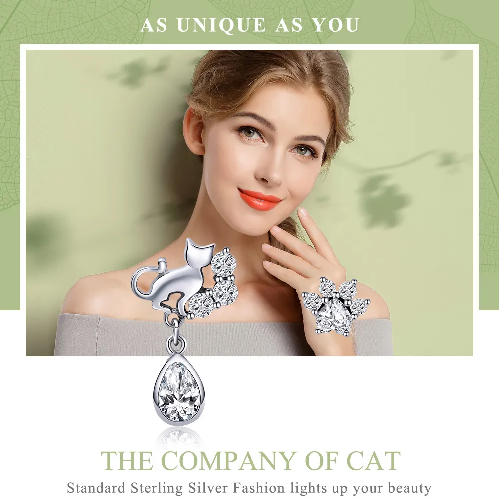 Pandora Style Silver Cat Companionship øredobber - SCE424