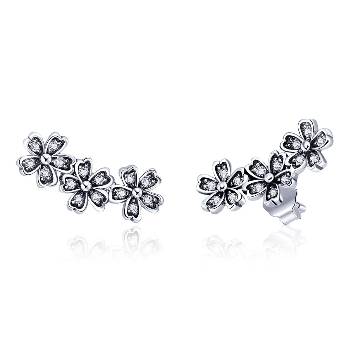 pandora style silver contracted daisy stud øredobber sce419