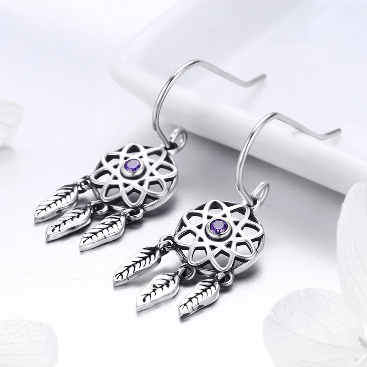 Pandora Style Silver Dreamcatcher Hengende øredobber - SCE394