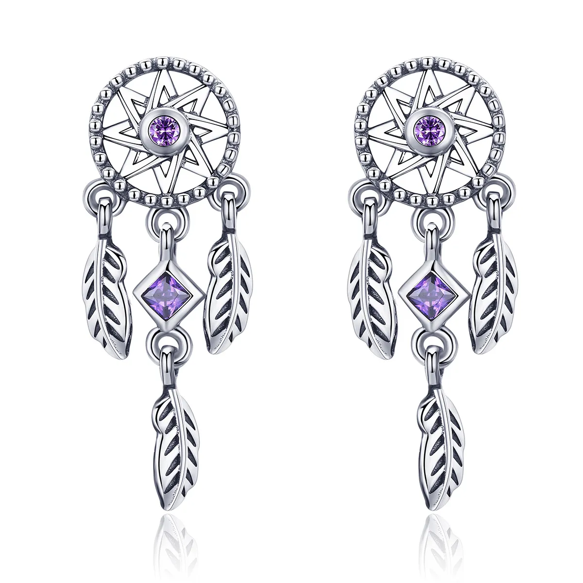 Pandora Style Silver Dreamcatcher Hengende øredobber - SCE502