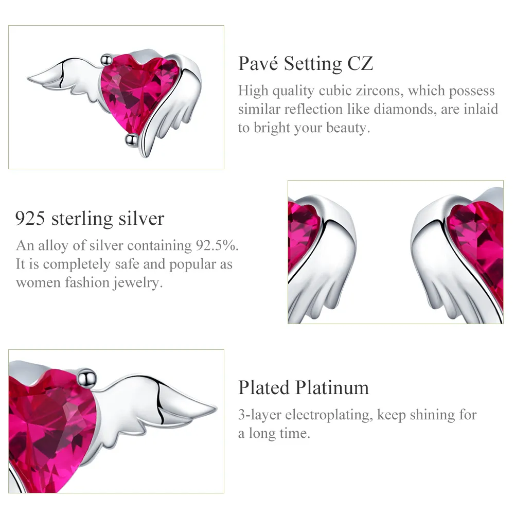 Pandora Style Silver Guardian Heart Stud øredobber - SCE690