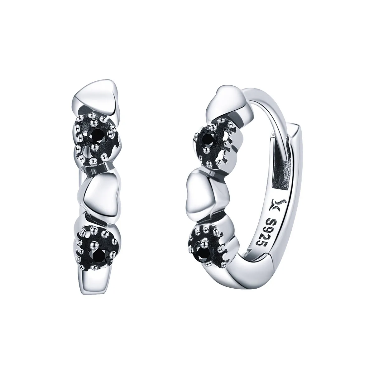 Pandora Style Silver Hearts Dating Hoop øredobber - SCE445