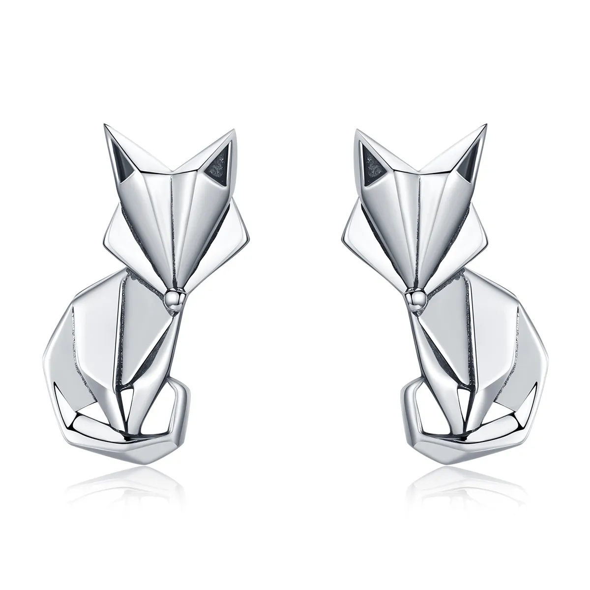 pandora style silver origami fox stud øredobber sce526