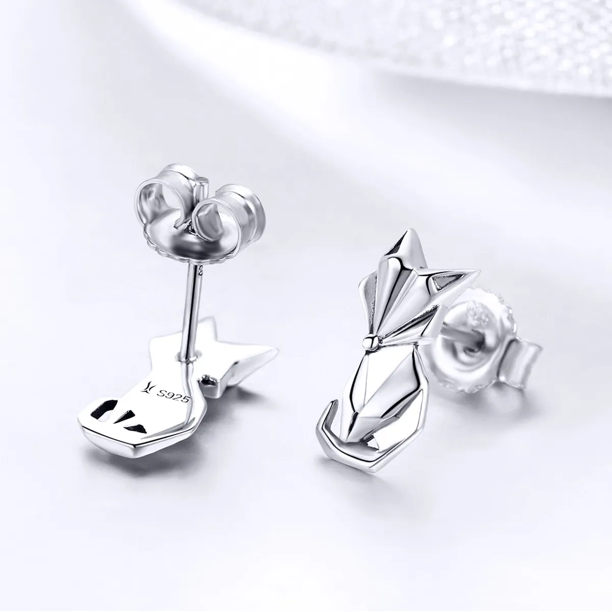 Pandora Style Silver Origami Fox Stud øredobber - SCE526