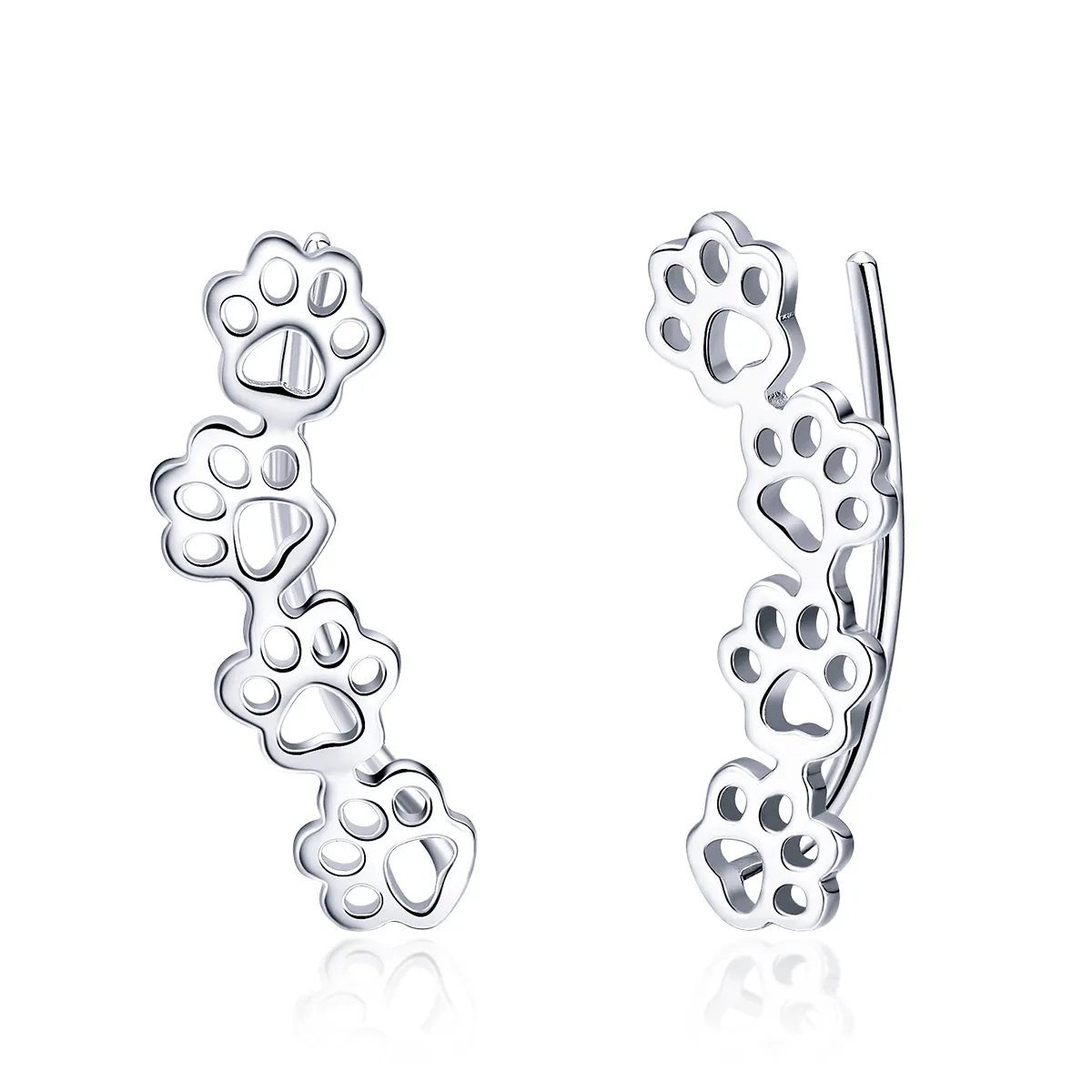 Pandora Style Silver Paw Trail Stud øredobber - SCE430