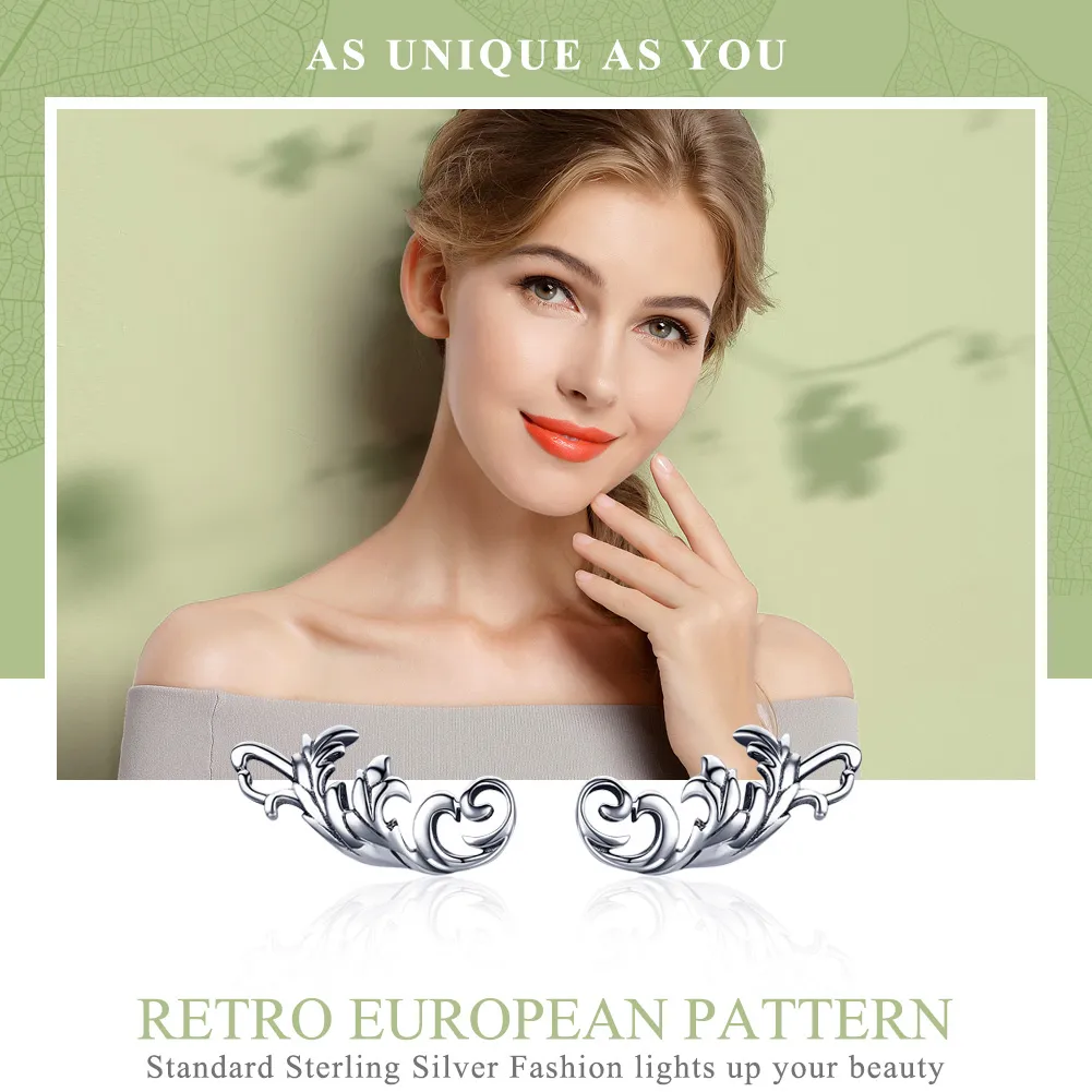 Pandora Style Silver Retro European Flower Stud øredobber - SCE580