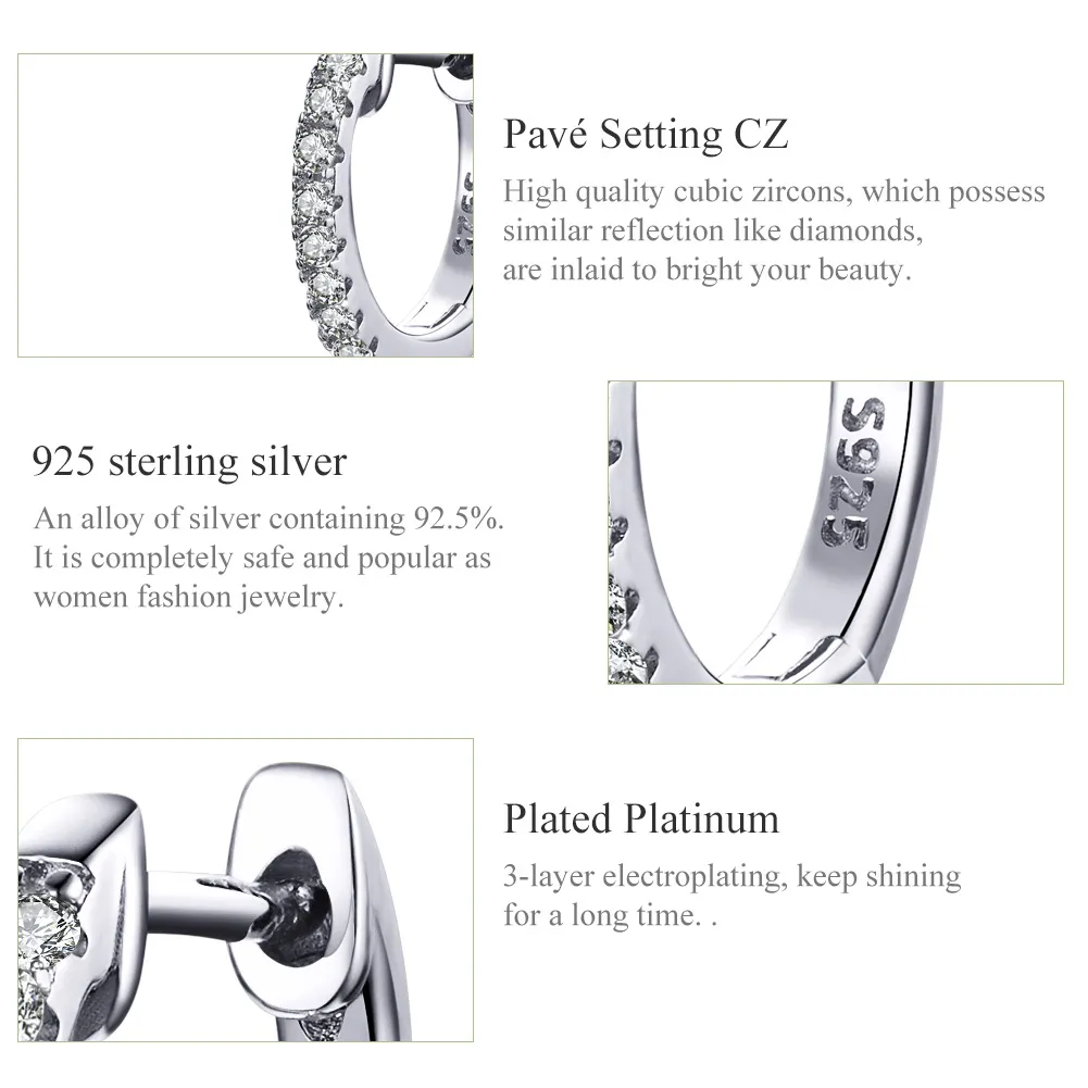 Pandora Style Silver Small Circle Hoop øredobber - SCE498-A