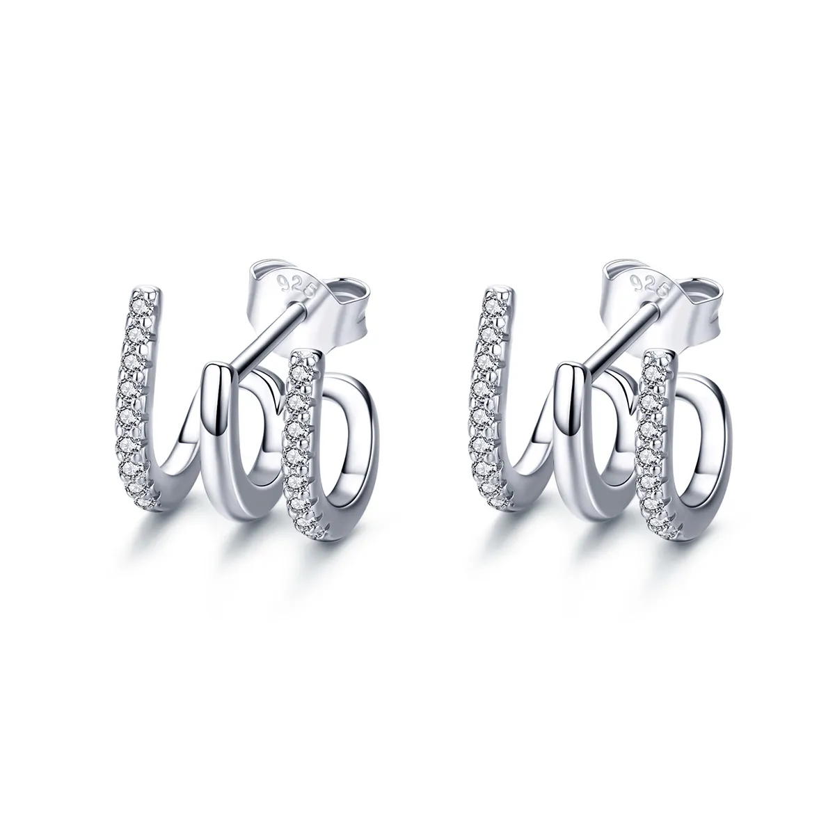 pandora style silver twist stud øredobber sce585