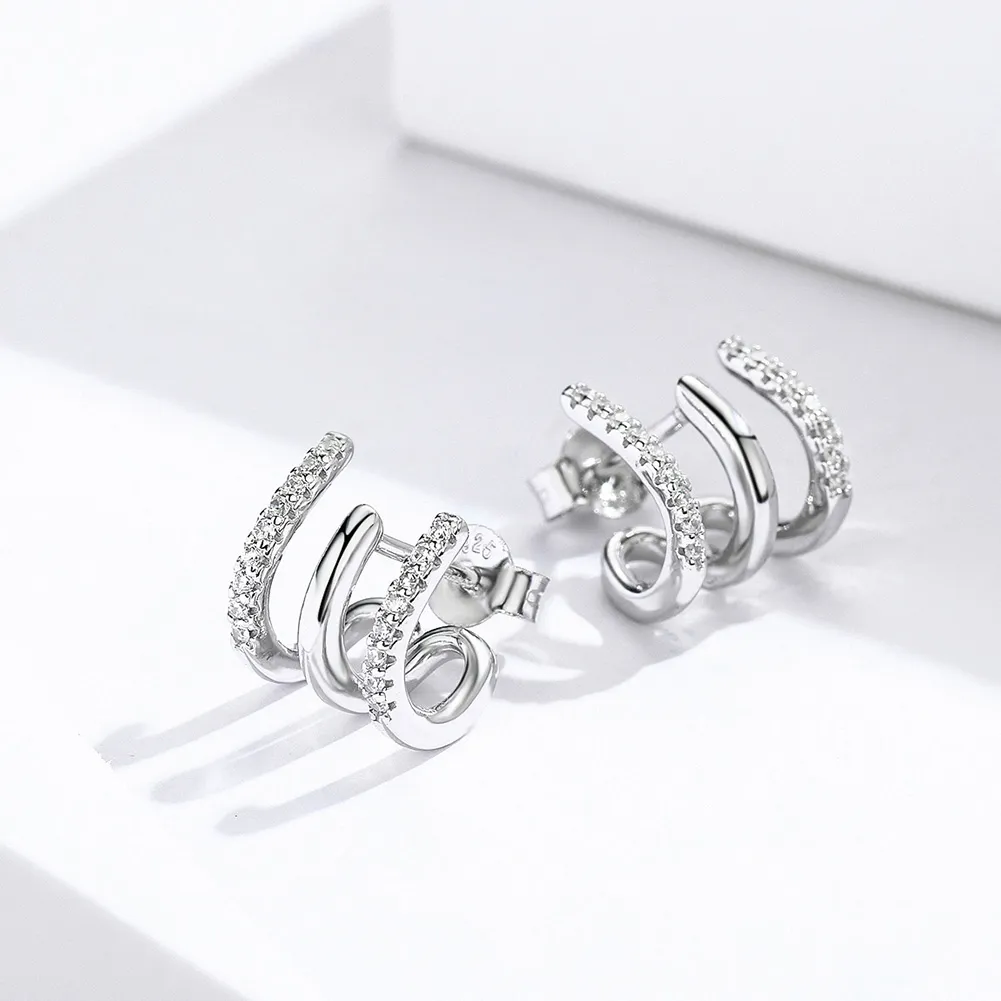 Pandora Style Silver Twist Stud øredobber - SCE585