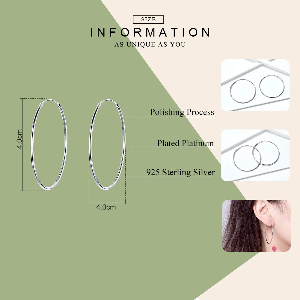 Pandora Style Sølv Big Ear Ring Hoop Øredobber - SCE598