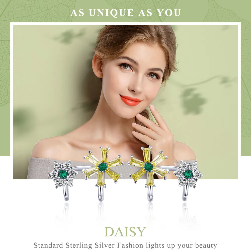 Pandora Style Sølv Daisy Flower Stud øredobber - SCE487