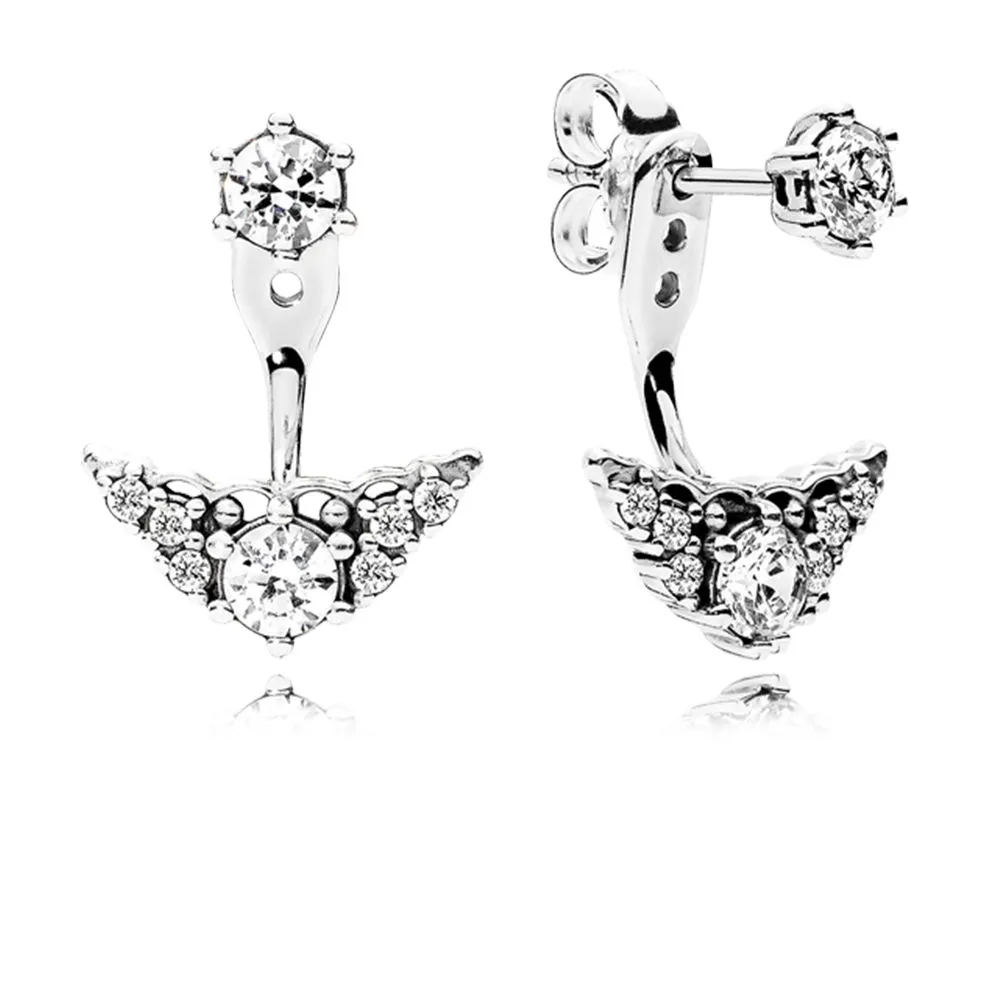 pandora tiara silver stud earrings with clear cubic zirconia 296228cz