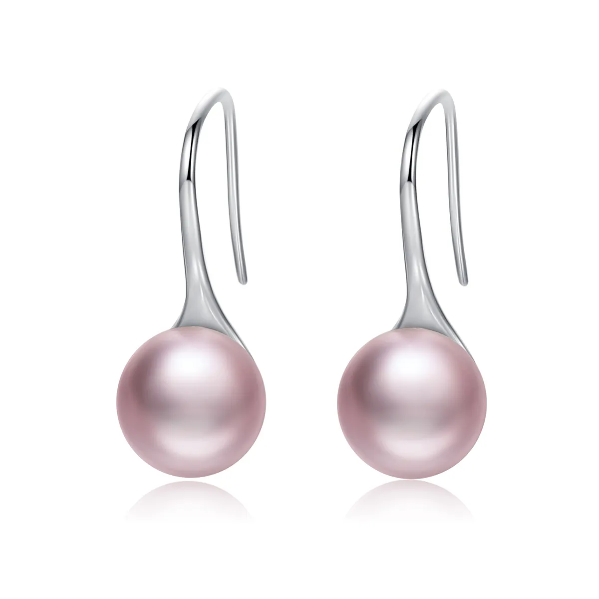 Pandora Style Silver Pink Pearl Hanging Earrings - SCE145