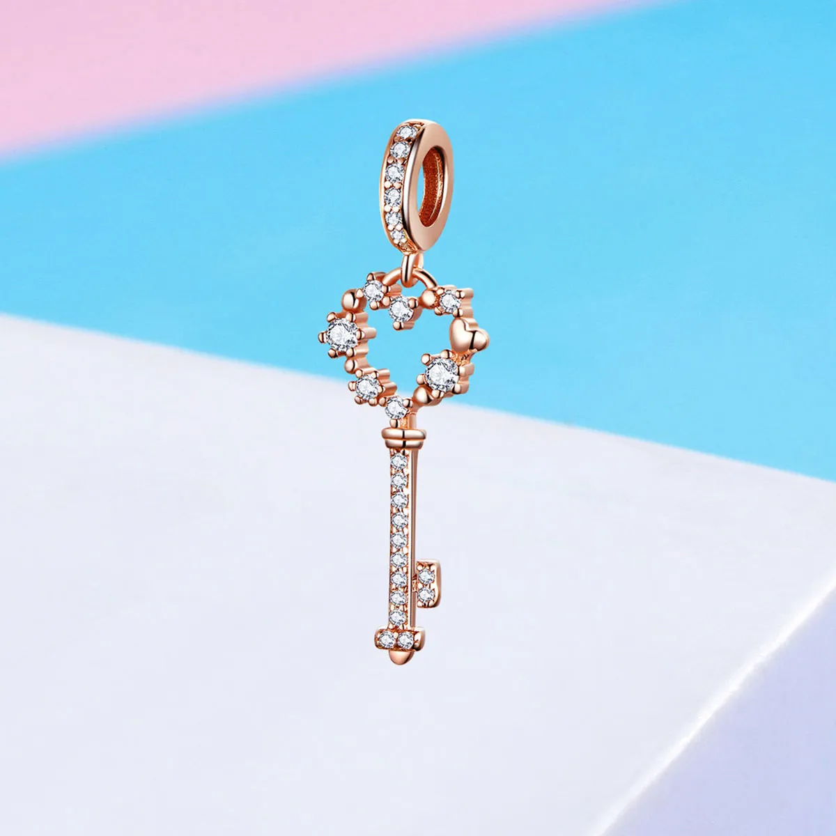 Pandora Style Rose Gold Luchy Shinning Key Pendant - SCC1122