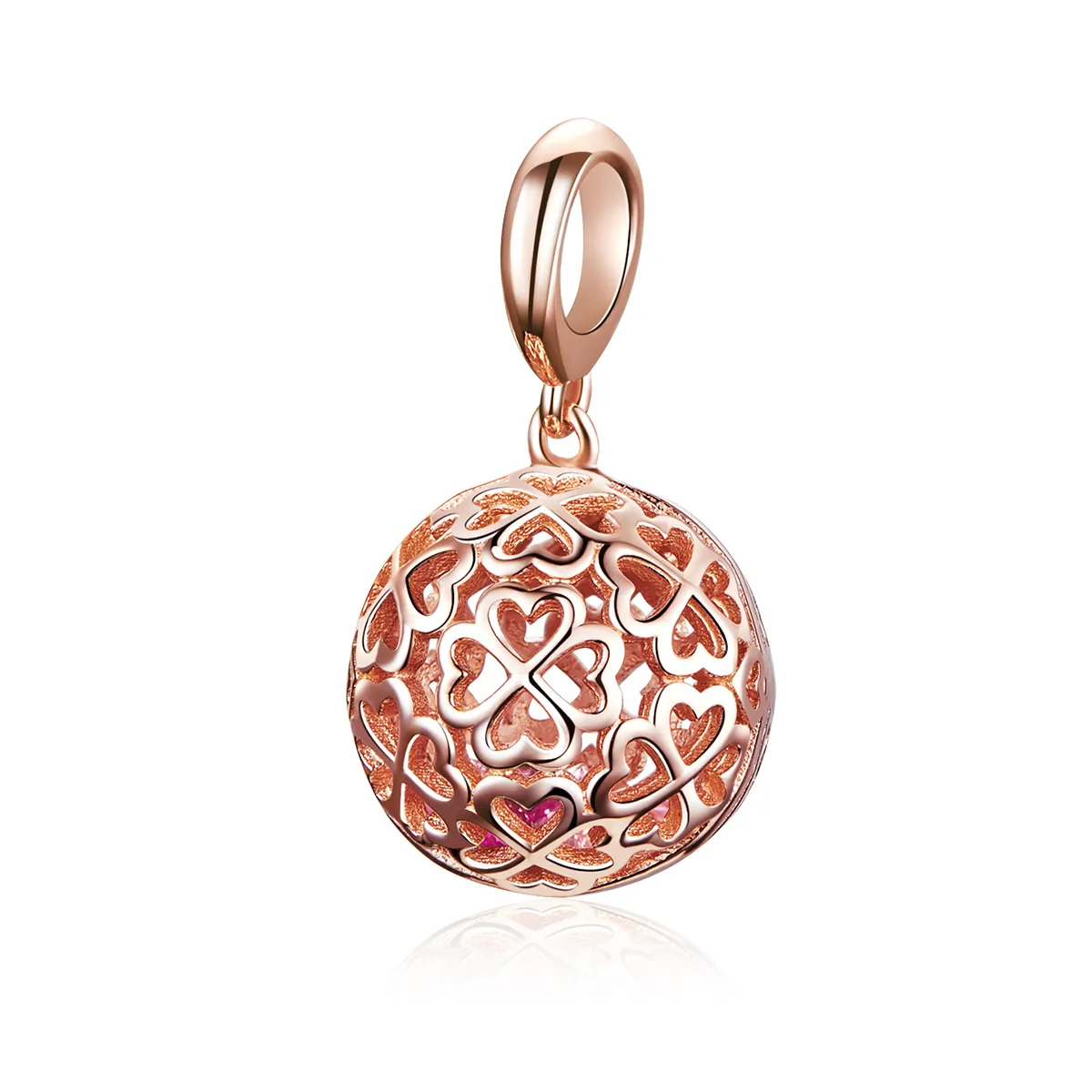 pandora style rose gold motion clover pendant scc1127