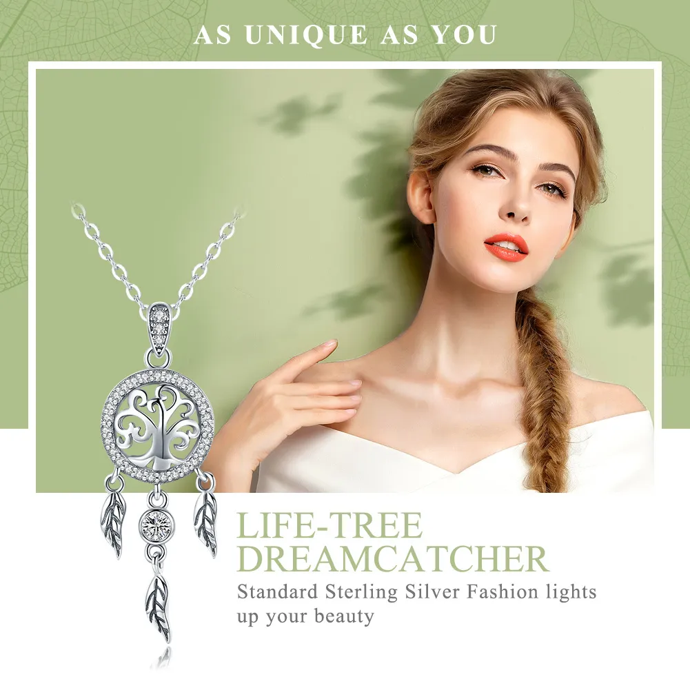 Pandora Style Silver Life Tree Dreamcatcher Halskjede - SCN298