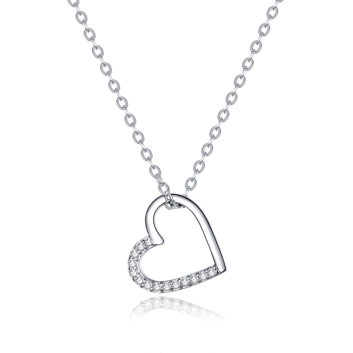 pandora style silver sparkle heart halskjede scn347