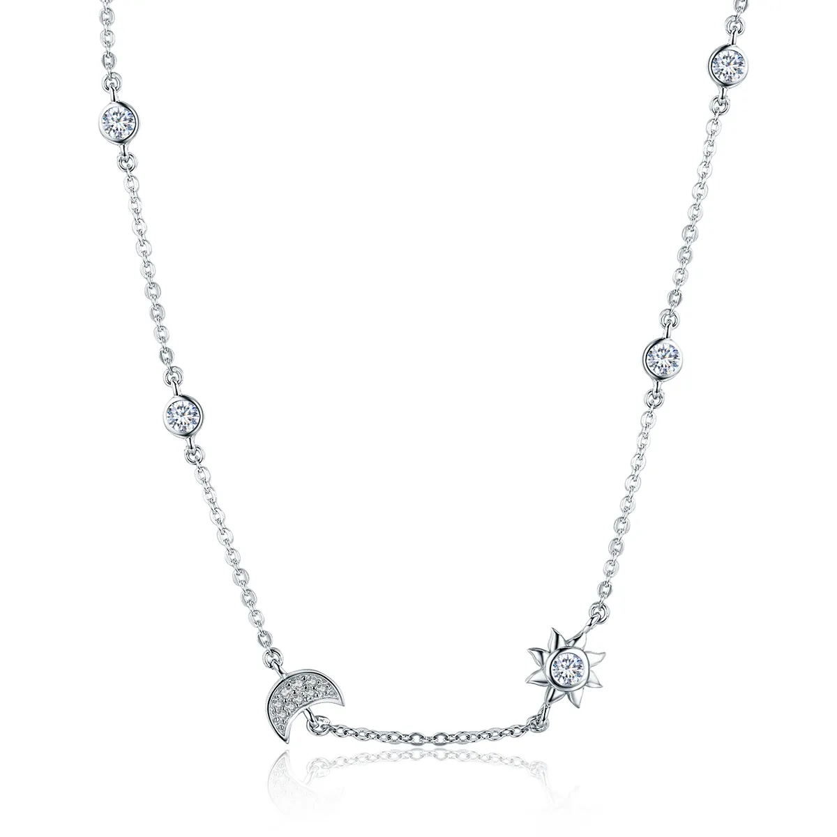 Pandora Style Silver Sun and Moon Glory Chain Halskjede - SCN272