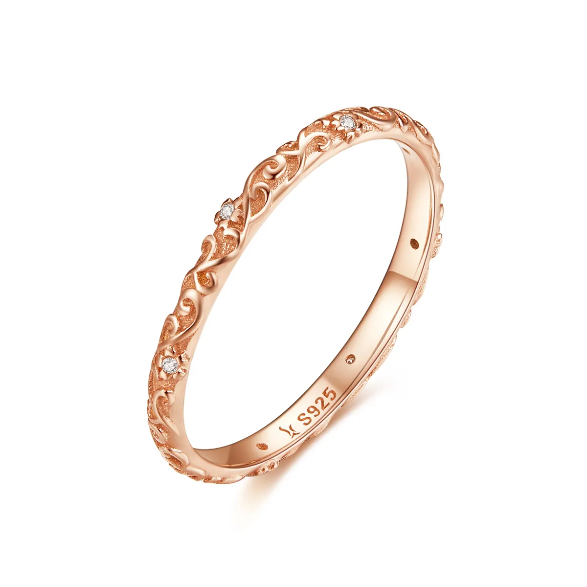 pandora style rose gold retro patterns ring scr514