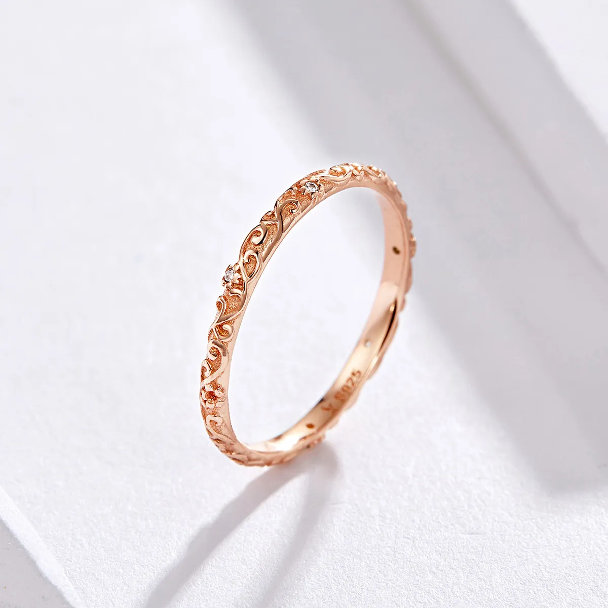 Pandora Style Rose Gold Retro Patterns Ring - SCR514