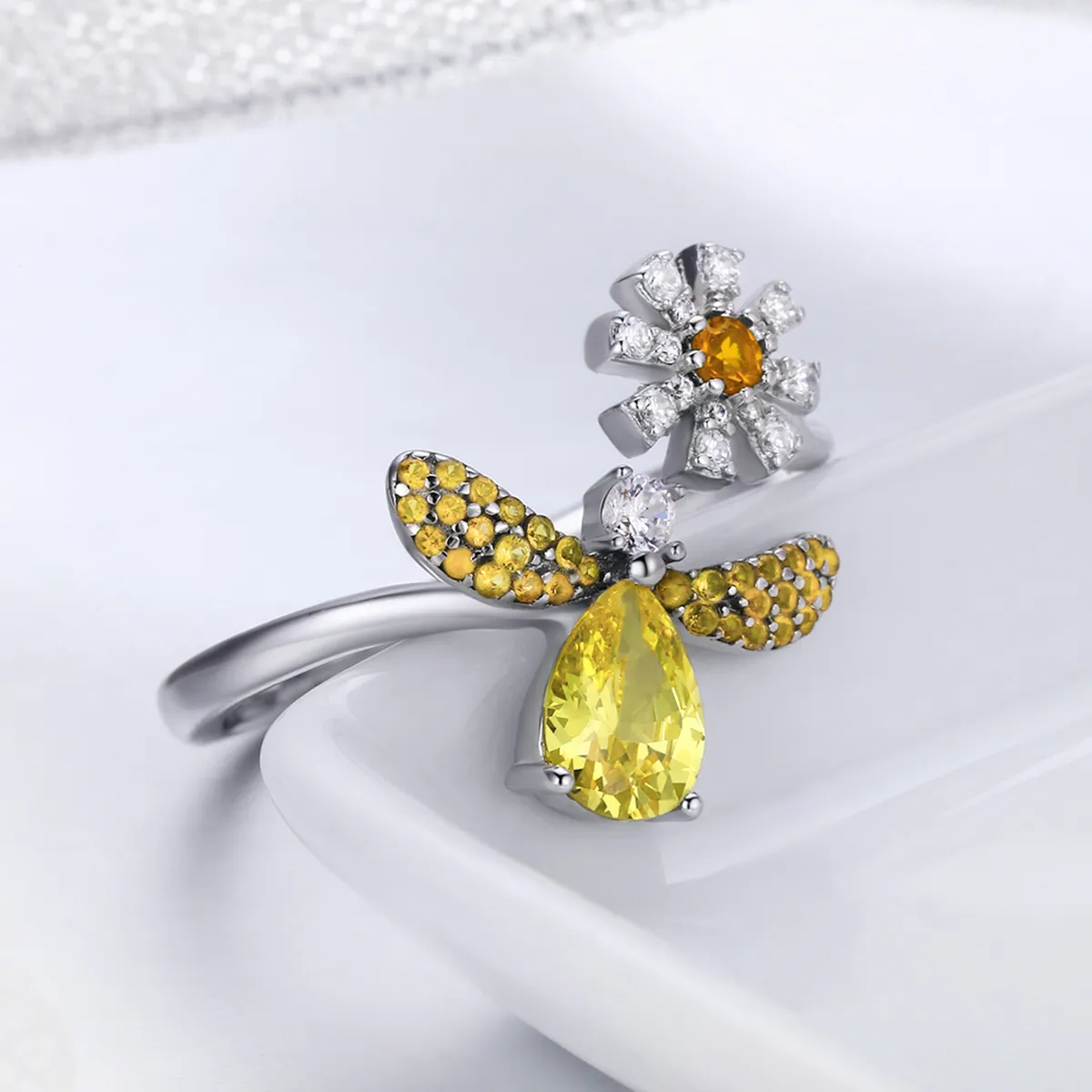 Pandora Style Silver Bee Wish Ring - SCR348