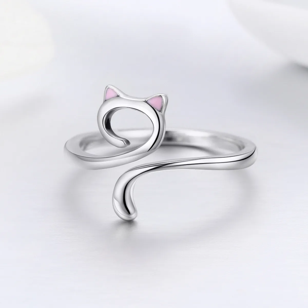 Pandora Style Silver Cats In Love Ring - SCR341