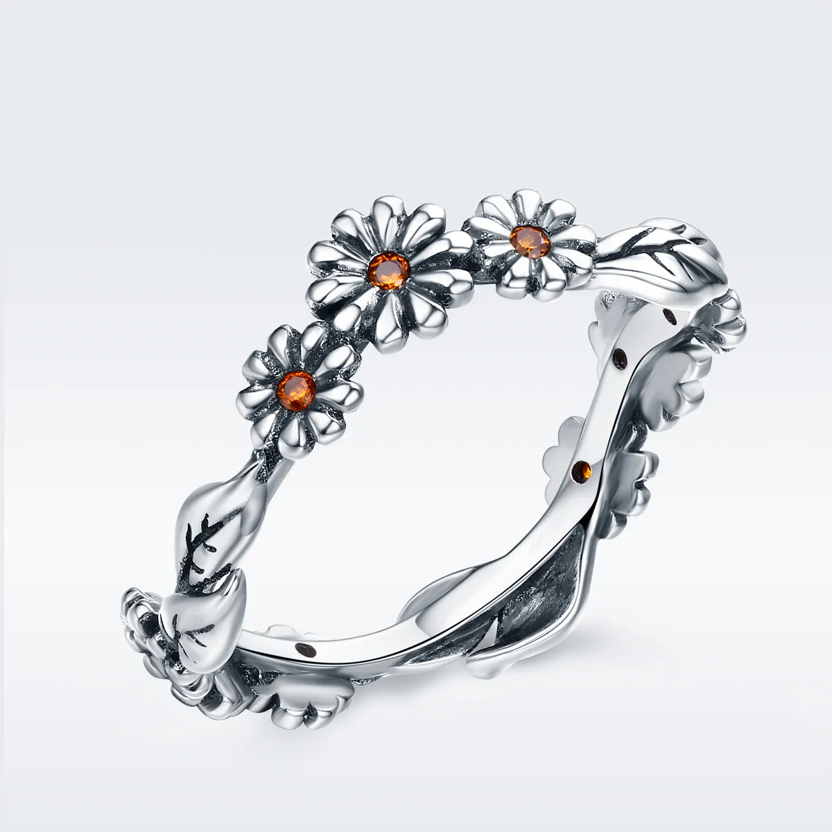 pandora style silver daisy flower ring scr298