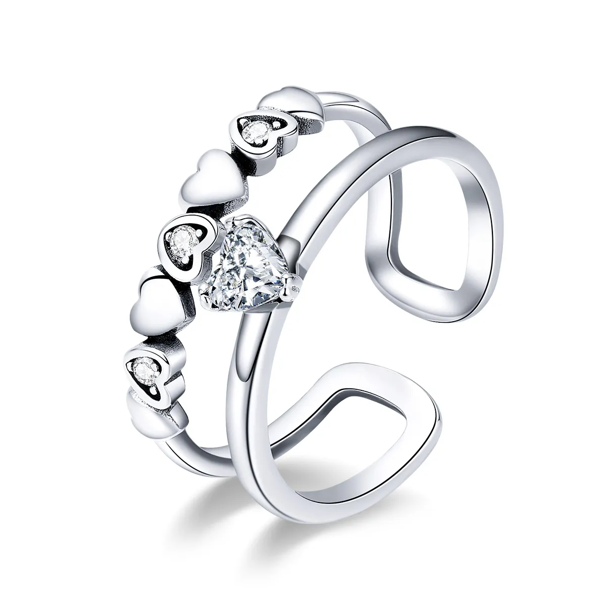 Pandora Style Silver Exquisite Heart Ring - SCR429