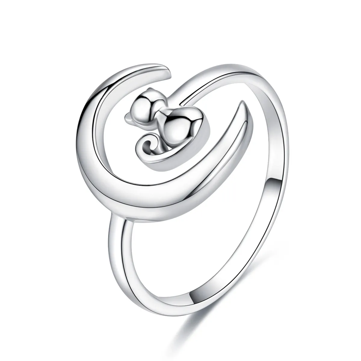 Pandora Style Silver Moon & Cat Ring - SCR451